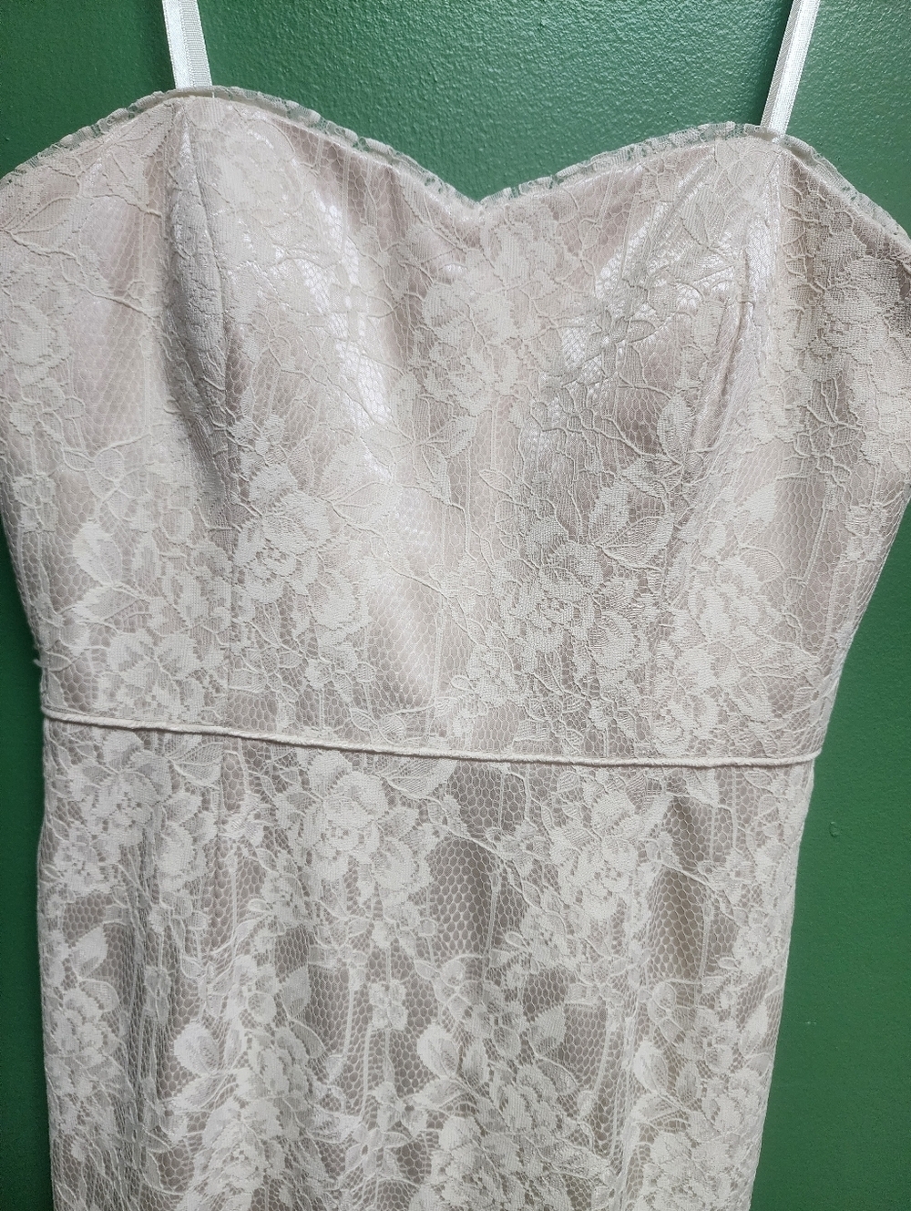 Aidan Mattox Ivory Lace Strapless Sheath Dress Sweetheart Neck Size 10 - Picture 2 of 5